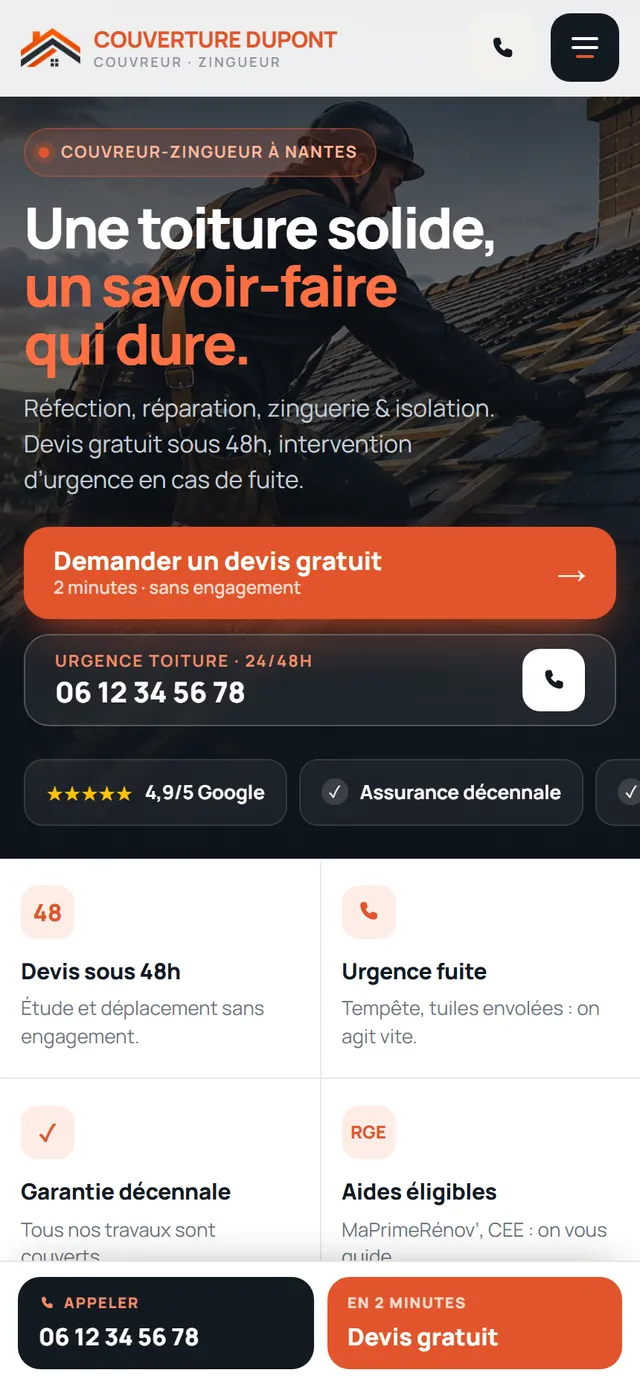 Aperçu du modèle Couverture Dupont sur téléphone
